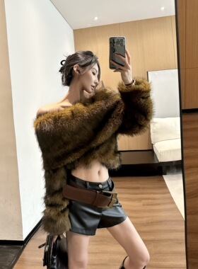 ISGRX 万物生 原创设计气质辣妹设计感保暖环保皮草外套