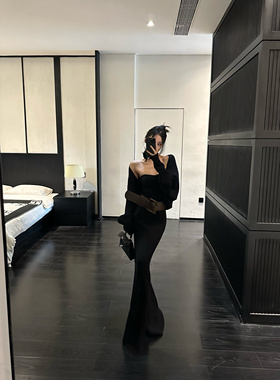 ISGRX 倾城 原创设计鱼尾针织连衣裙俩件套气质欧美法式 送腰带