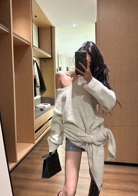 ISGRX离火原创设计围巾保暖毛衣女秋冬慵懒风宽松针织衫上衣气质