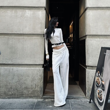 ISGRX  瓦尔登湖 原创设计显瘦高腰阔腿裤女长袖衬衫两件套