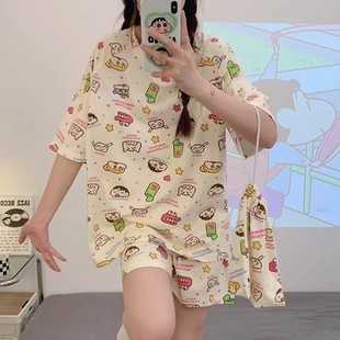 睡衣女士夏季 大码 德国款 短袖 in风韩版 可爱卡通休闲家居服学生套装