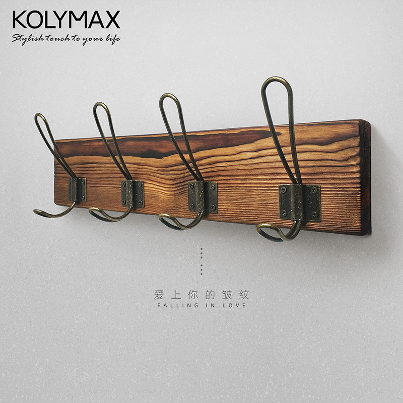 复古风实木挂衣钩壁挂免打孔