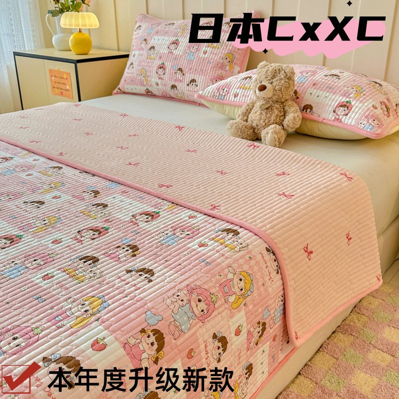 A类床盖一面绒一面棉四季通用全棉纯棉榻榻米夹棉床单牛奶绒EE85