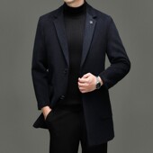 加厚大衣风xl45 修身 韩版 100%羊毛大衣秋冬中长款 纯羊毛呢大衣男式
