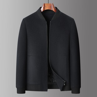 男士羊毛夹克行政外套加厚夹棉保暖商务休闲秋冬款棒球领毛呢xl76