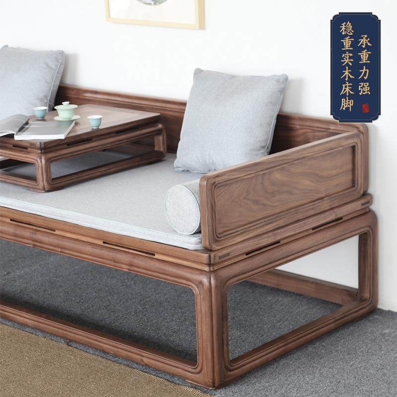 新中式罗汉床实木现代中式五件套罗汉床沙发客厅老榆木罗汉床坐垫