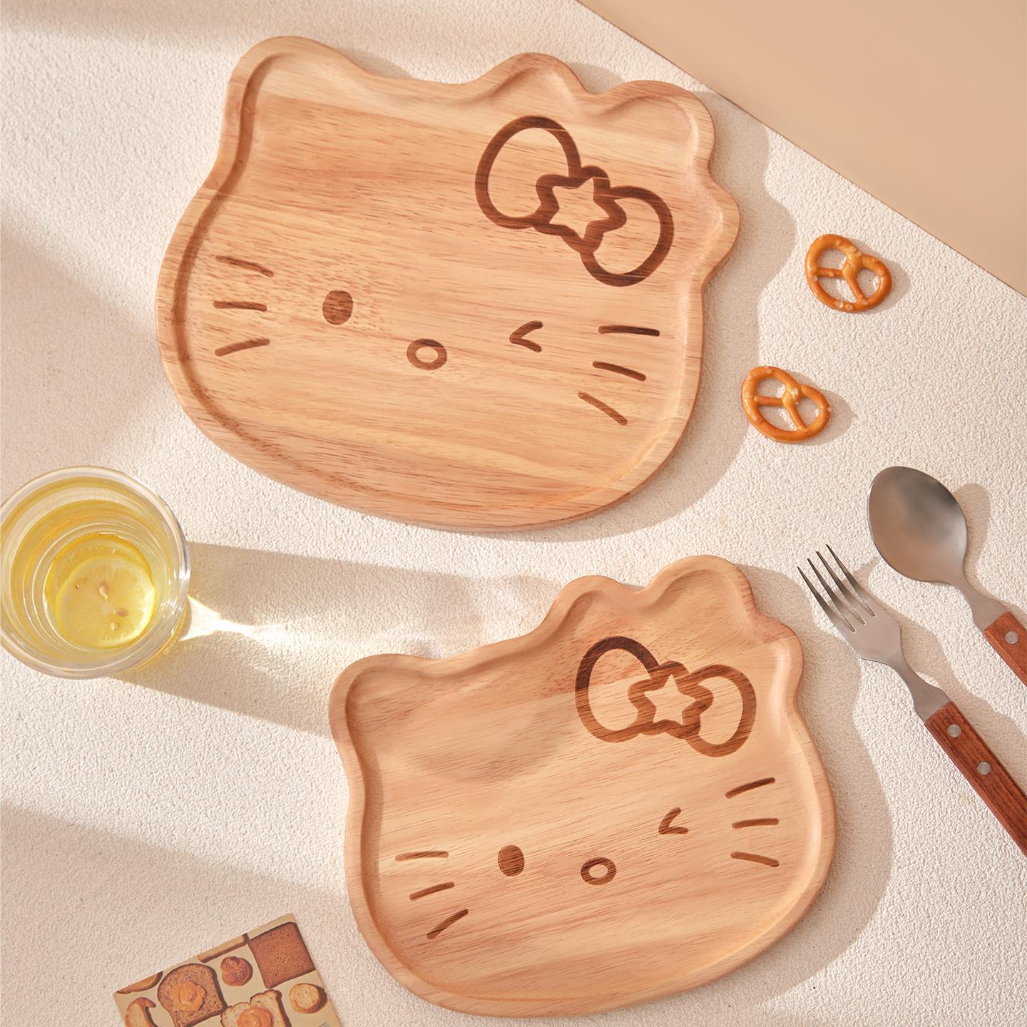 日式儿童可爱面包盘卡通猫咪木质餐盘零食点心盘漂亮的托盘甜品盘