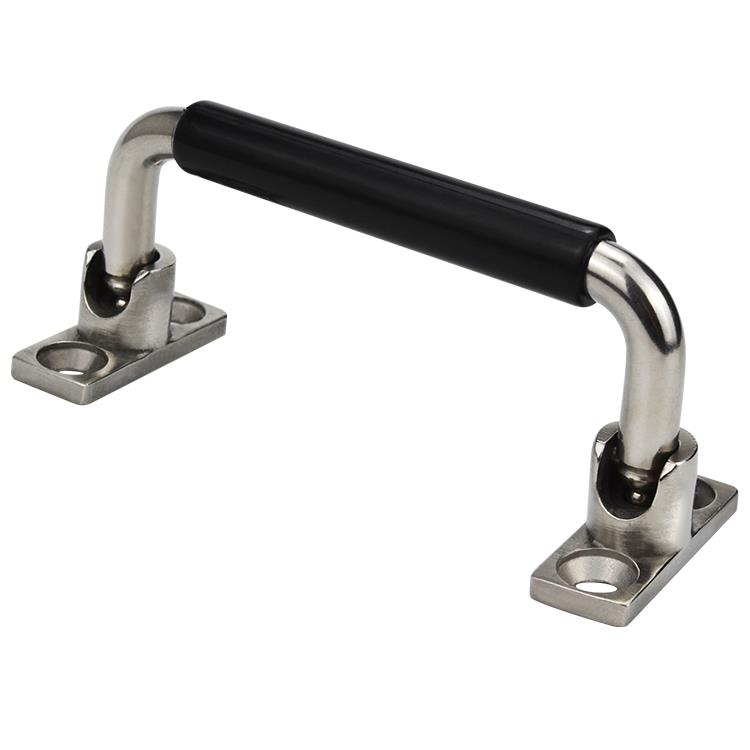 304不锈钢包胶带底座折叠拉手工具箱机柜活动把手四孔T型LS506T-3