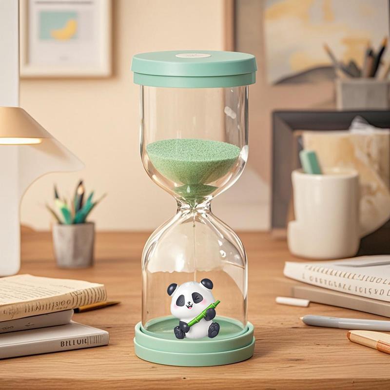 熊猫卡通沙漏计时器儿童防摔3-30分钟学生作业吃饭耳兔桌面摆件
