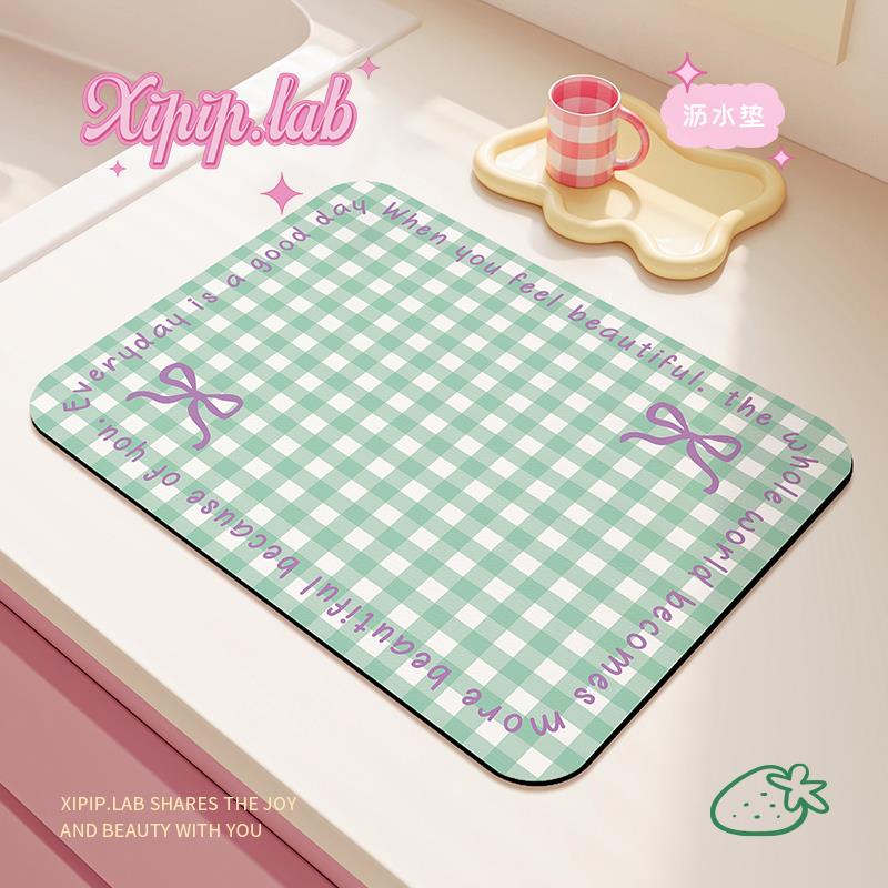xipiplab厨房台面沥水垫碗碟碗筷隔热杯垫餐桌防滑吸水凉垫皮革餐