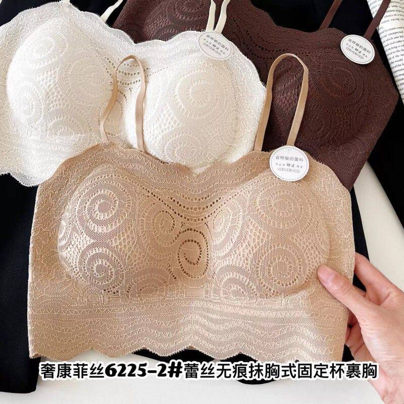 新品薄杯法式蕾丝美背抹胸女可外穿聚拢防走光内衣吊带文胸6225