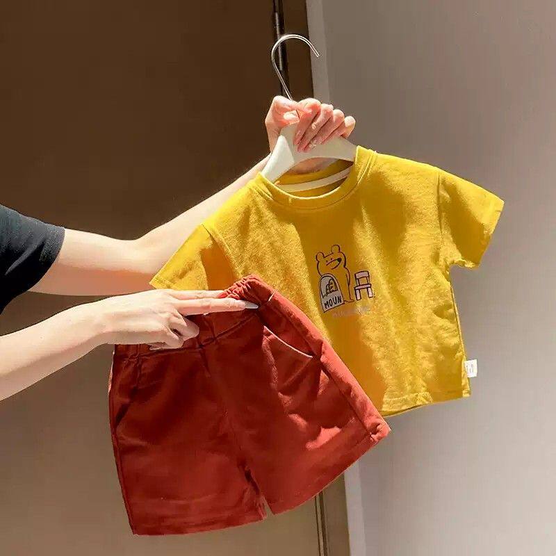品质优选|可爱卡通小熊短袖套装夏季男童两件套洋气时尚休闲短裤