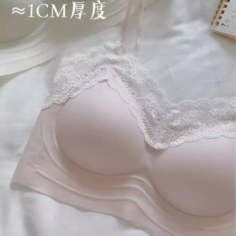 法式蕾丝无痕内衣女小胸聚拢夏薄10A抑菌细肩带吊带凉感性感文胸