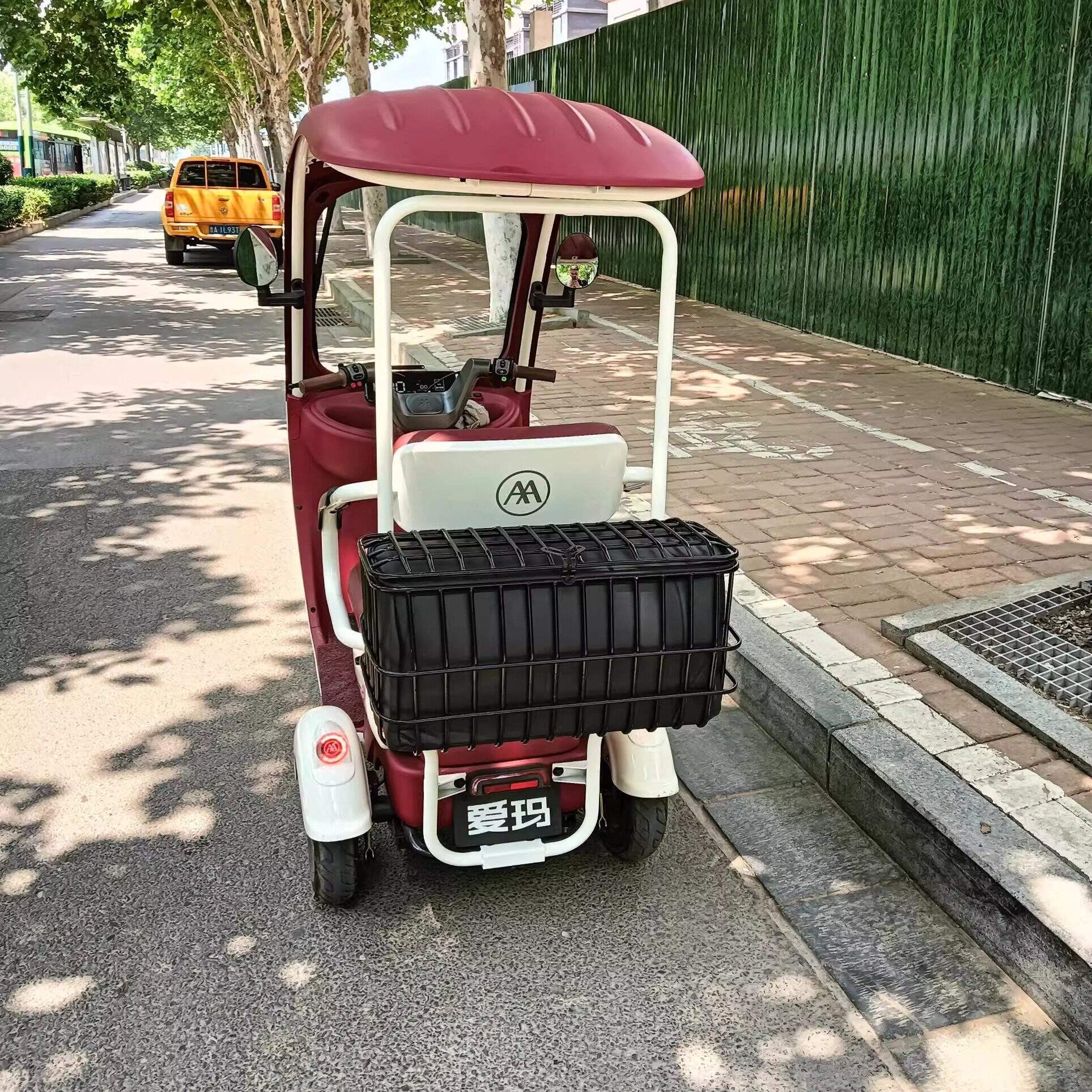 电动三轮车后置车筐车篮后车筐储物娄加粗超大带盖后菜篮爱玛米悦