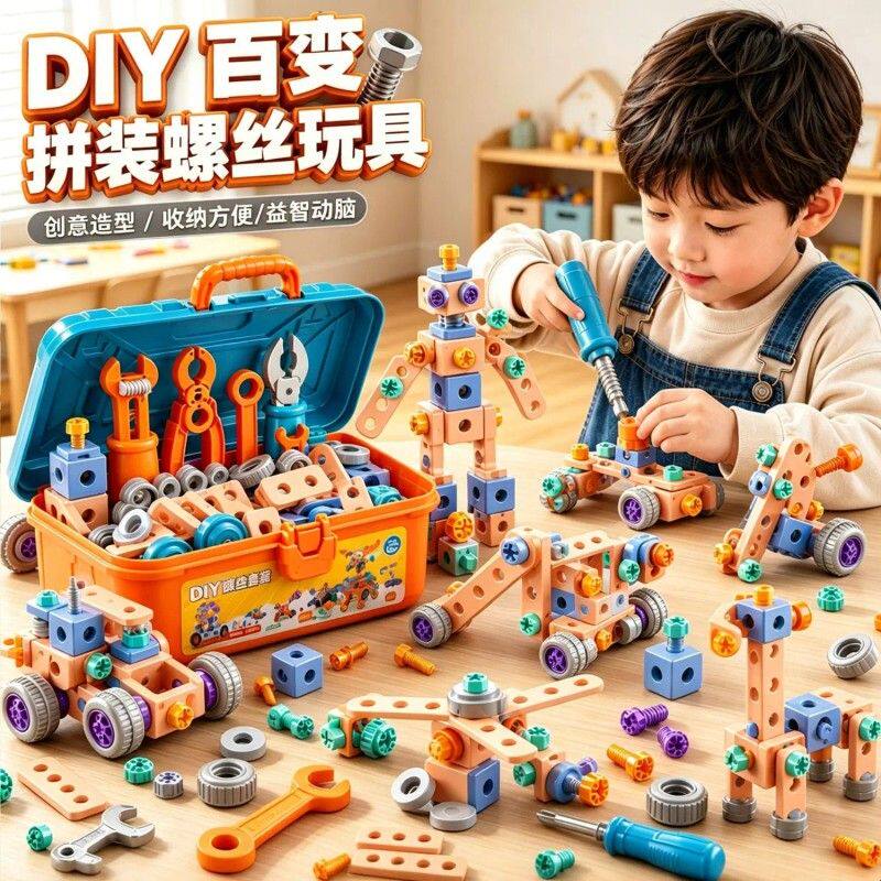 拧螺丝玩具儿童修理工具箱过家家玩具组装可拆卸电钻宝宝男孩益智