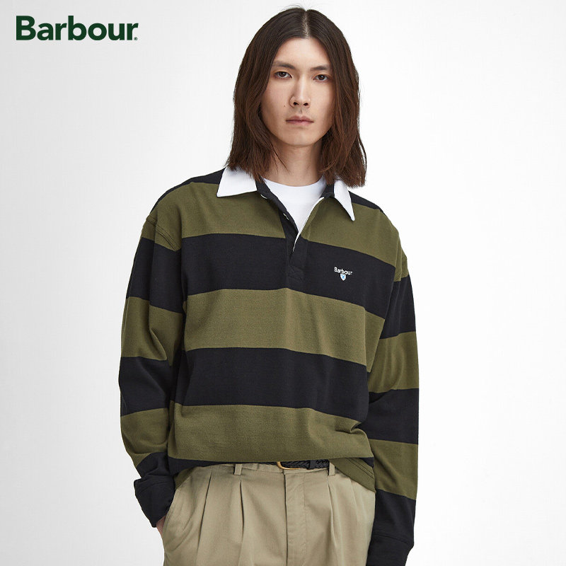 Barbour Newgate OS Rugby男士宽松条纹POLO衬衫