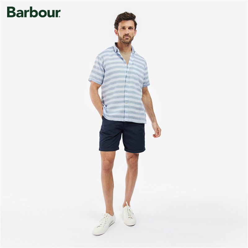 BARBOUR男士夏款条纹短袖衬衫