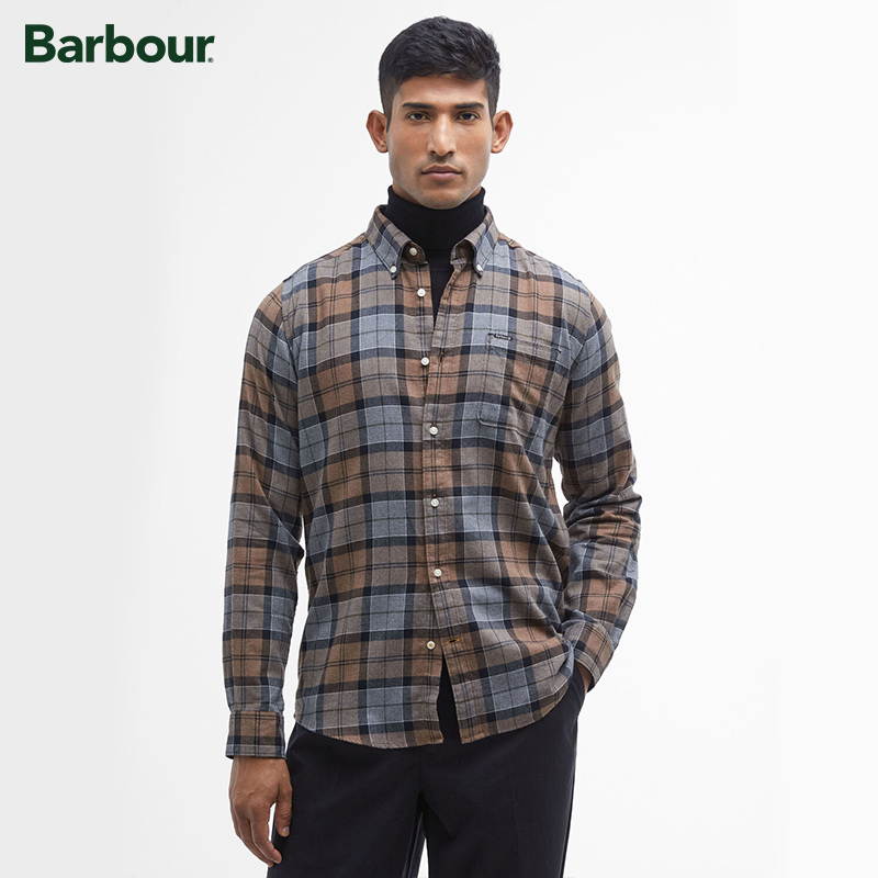 男士早春纯棉条纹格纹衬衫