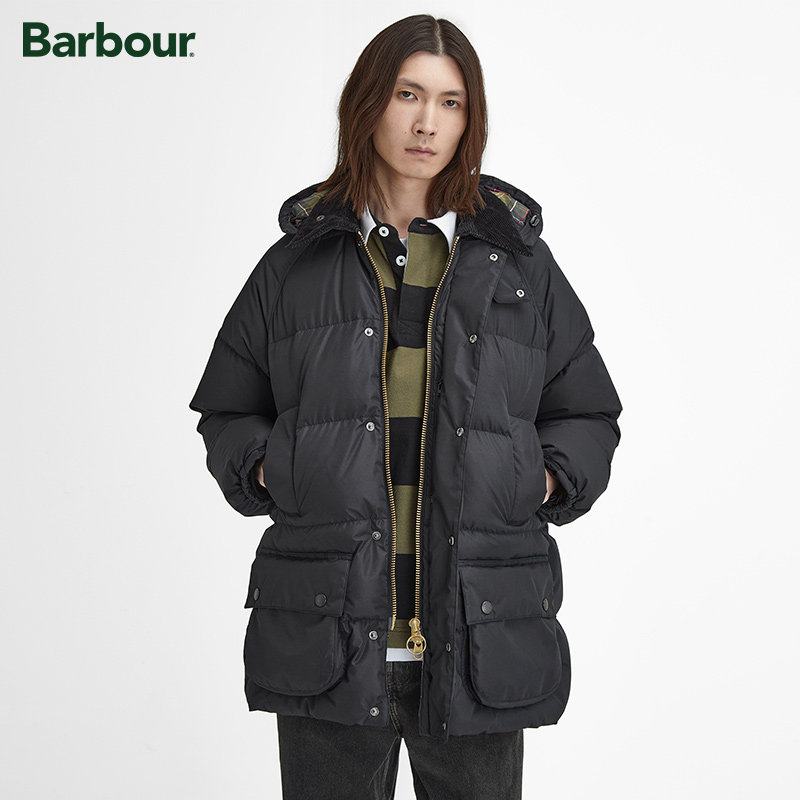 Barbour男士连帽宽松羽绒服
