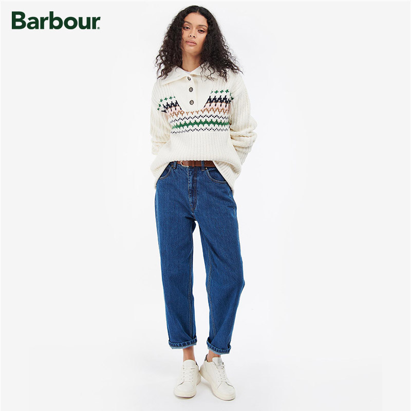 Barbour高领条纹针织毛衣