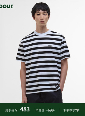 Barbour Saltford Stripe OS男士宽松短袖条纹T恤