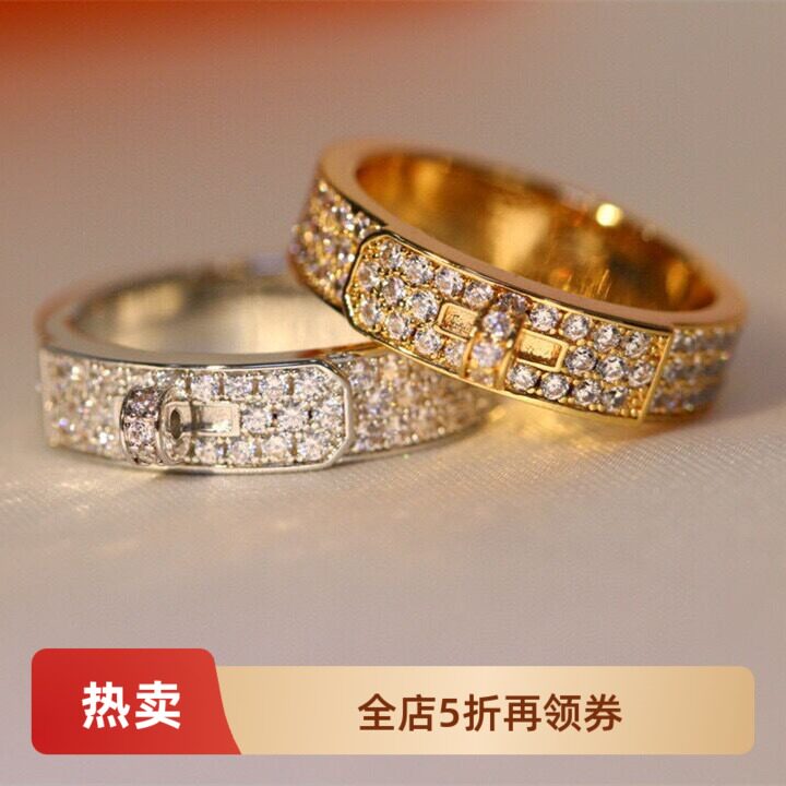 bling手工镶满钻ins小众风戒指
