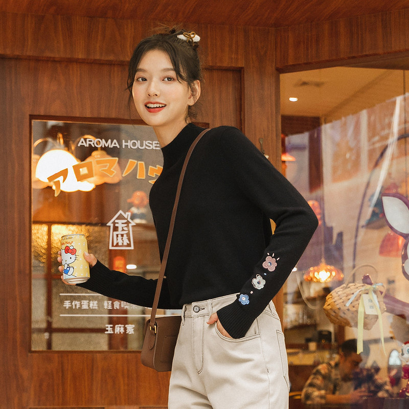 黑色半高领毛衣内搭打底衫女秋冬2026新款女装针织衫女款上衣,女装/女士精品,毛衣,淘宝优惠券,粉丝福利购,淘宝优惠卷