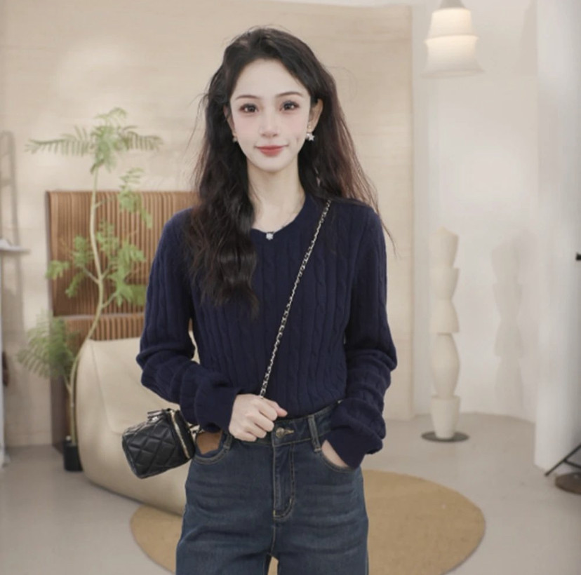 复古麻花老钱风毛衣女2025春季新款慵懒风本命年套头厚针织衫百搭
