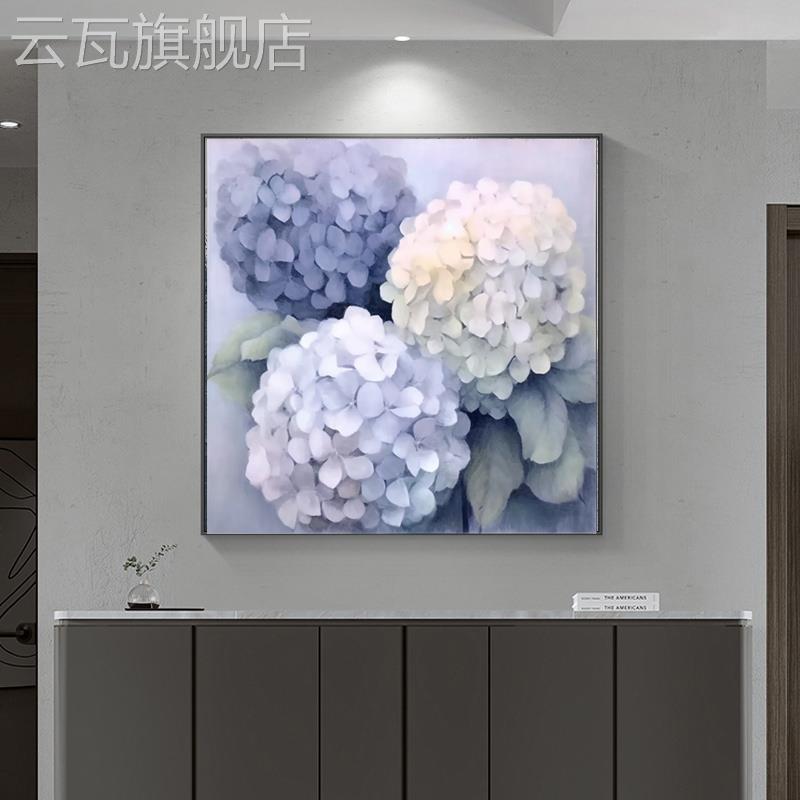 新款法式绣花球客厅装饰画轻奢植物大芬村手绘油画花卉玄关肌理画图片