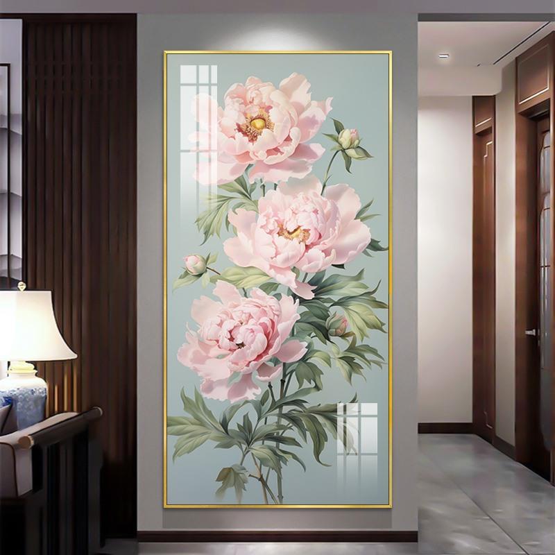 玄关背景墙花卉装饰画现代简约过道走廊挂画民宿酒店创意高档壁画图片