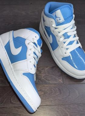 Jordan Air Jordan 1 Mid AJ1白蓝中帮复古篮球鞋FZ2142-114