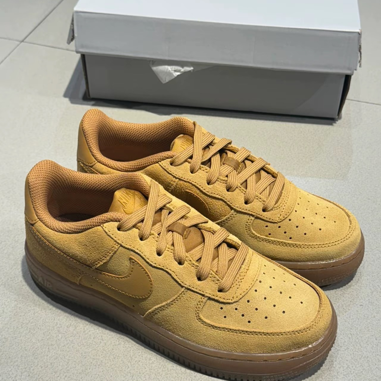 NikeAir Force 1 AF1棕色小麦麂皮经典低帮休闲板鞋BQ5485-700