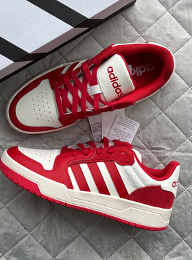 adidas ENTRAP 百搭舒适 低帮 百搭板鞋 男女同款 白红色KJ5971