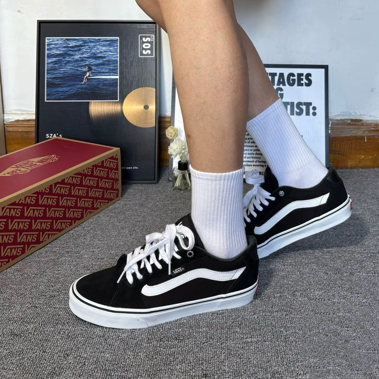 Vans Faulkner 防滑轻便低帮板鞋 男女同款 煤黑板鞋VN000SJVC4R,运动鞋new,板鞋,淘宝优惠券,粉丝福利购,淘宝优惠卷