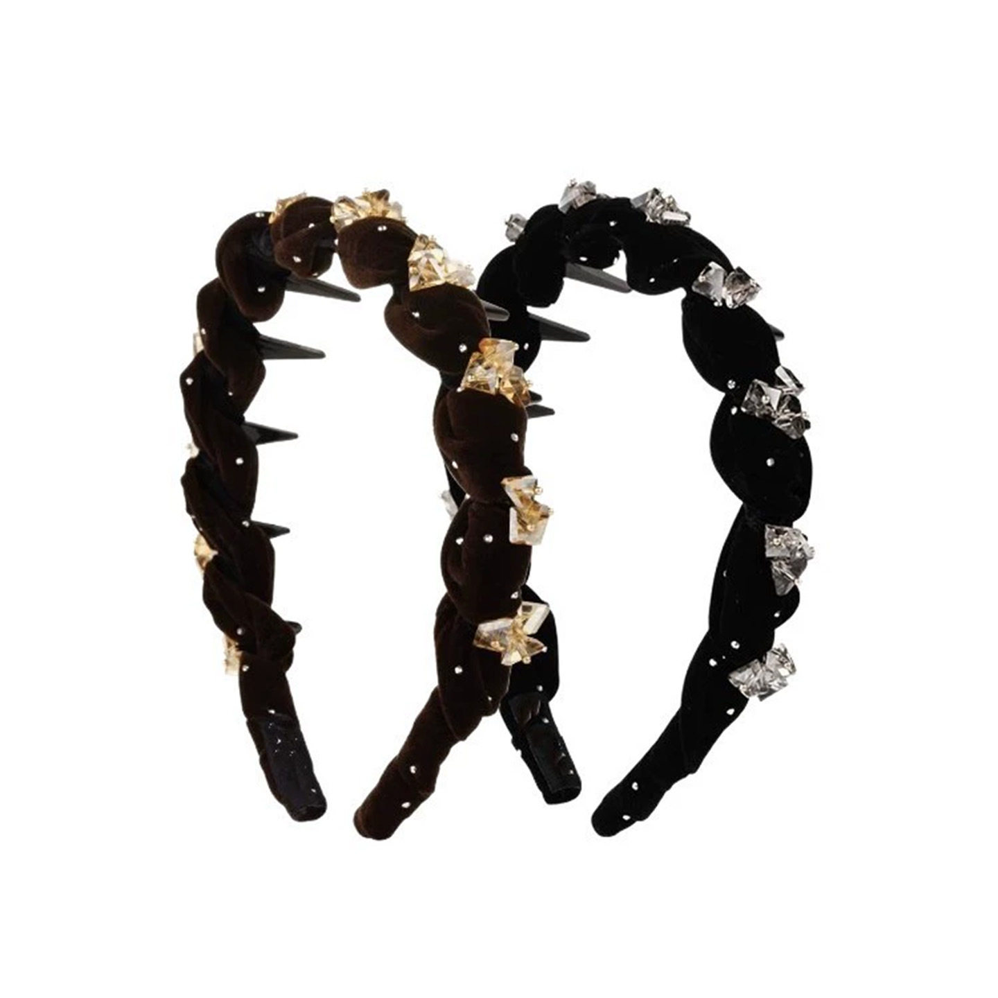 tktk弗弗西ffx感编织碎发整理高颅顶发箍[星钻密语]带齿防滑头饰