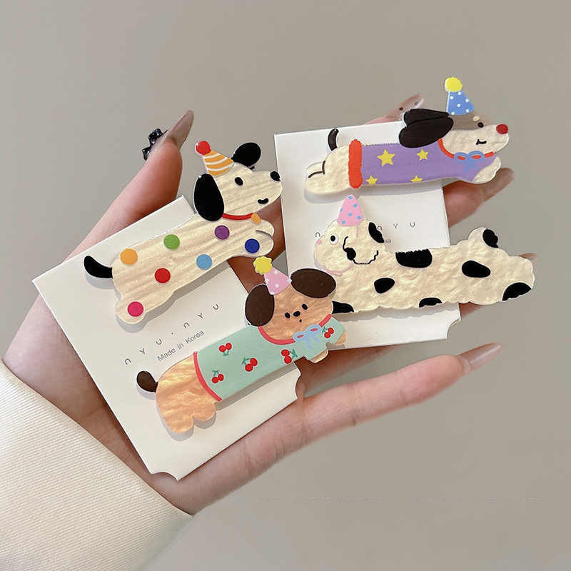 tktk俏皮猫咪小狗鸭嘴发卡女ins风侧边刘海夹碎发心卡通头饰