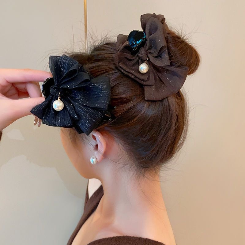 钉珠蝴蝶结头饰抓夹高端高马尾发夹丸子头固定泡泡云朵夹发卡