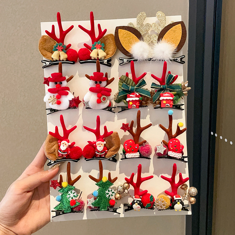 感鹿角麋鹿发夹女氛围感2025新款bb夹刘海拍照道具圣诞节发卡