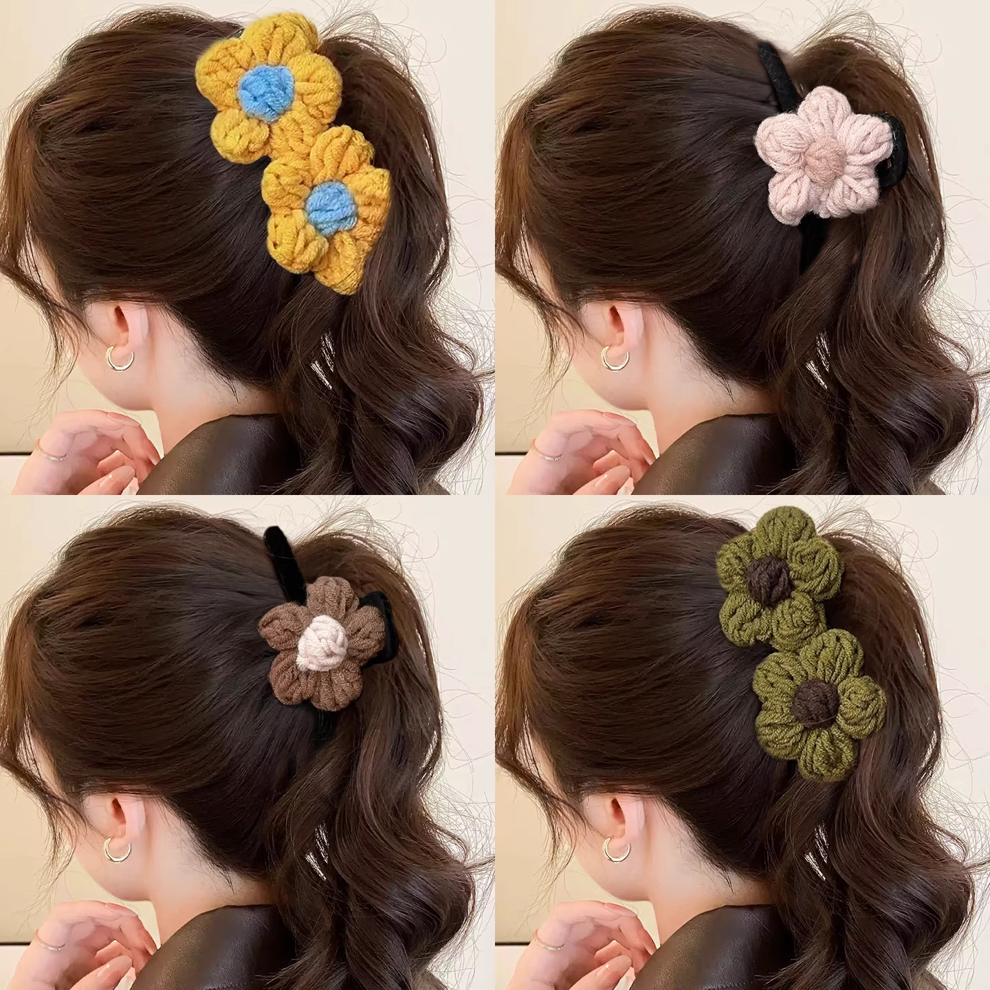 tktk秋冬毛线抓夹发量多发夹女2025新款高端鲨鱼夹后脑勺夹子头饰