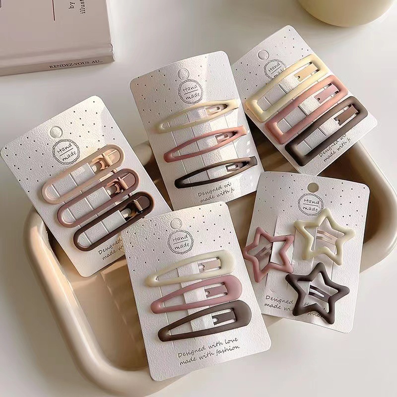 奶咖色前额碎发小夹子橡皮漆发夹女侧边水滴BB夹精美刘海夹发卡