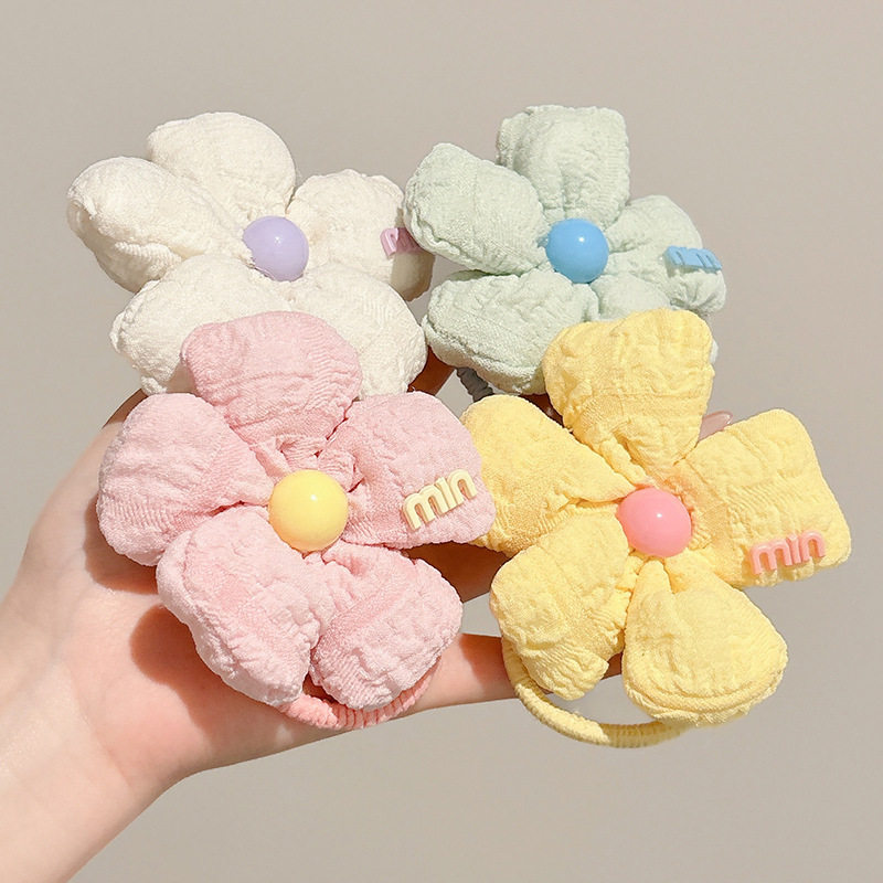 TKTK2025新款女童头饰花朵发绳儿童高马尾发圈丸子头头花女孩发饰