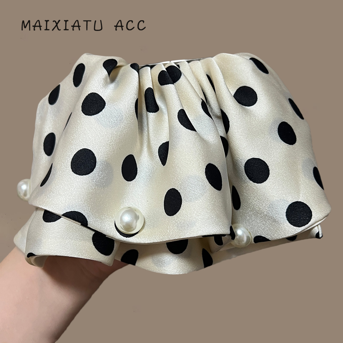 兰诺双层裙摆波点弹簧夹发夹女2025新款高端后脑勺一字夹气质