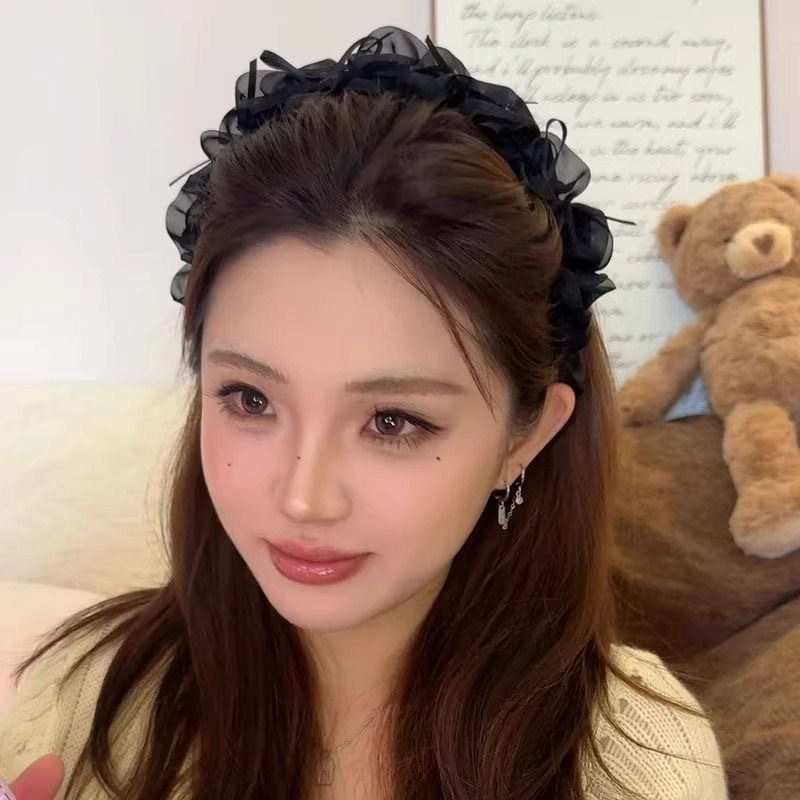 tktk芭蕾如梦~蝴蝶结织带褶皱齿梳发箍高颅顶设计木耳边可爱