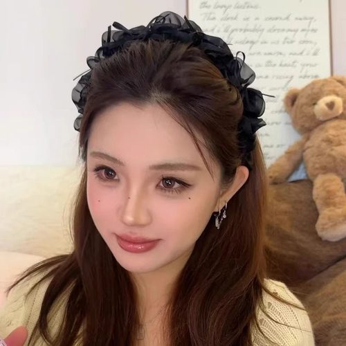 tktk芭蕾如梦~蝴蝶结织带褶皱齿梳发箍高颅顶设计木耳边可爱