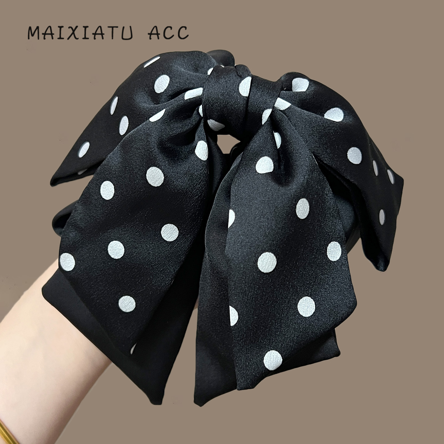 韩版抓夹蝴蝶结波点发夹女2025新款马尾夹后脑勺盘发鲨鱼夹子头饰