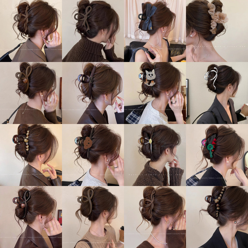 TKTK韩式气质宽边大号鲨鱼夹发卡盘发器女生饰品蝴蝶结适用发量多