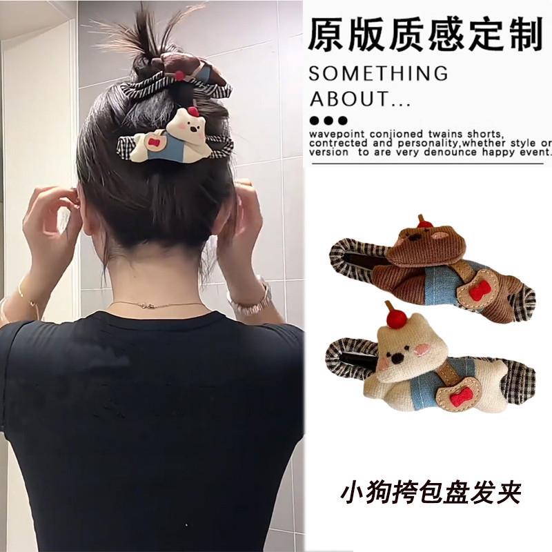 TKTK鲨鱼夹安全替代品拼色蝴蝶结鸭嘴夹发夹女后脑勺一字抓夹发卡