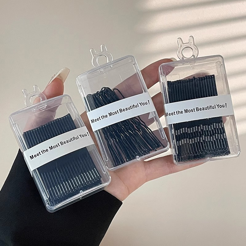 TKTK弧形钢制加粗小黑发夹强力固定刘海碎发盘发一字弯夹发卡