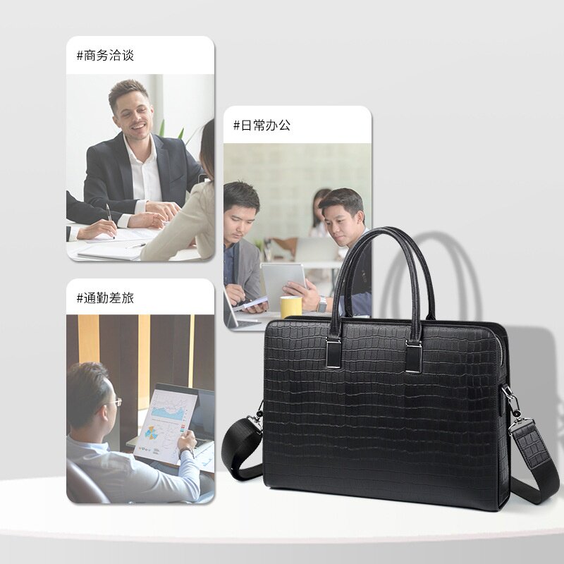 新款真皮男包大容量商务男式公文包头层牛皮密码锁防盗男士手提包