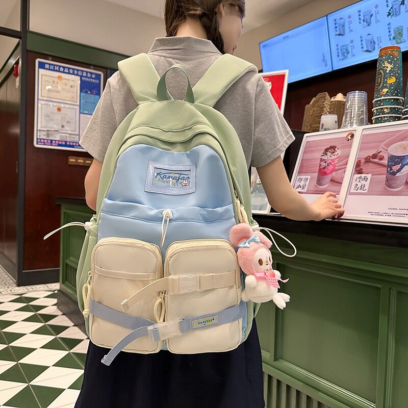 2026新款书包女初中生减负护脊韩版背负式双肩包森系多巴胺高颜值